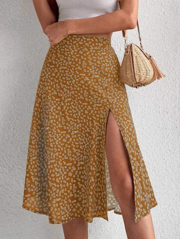 Dames Rok met Midi Lengte en Elegante Snit
