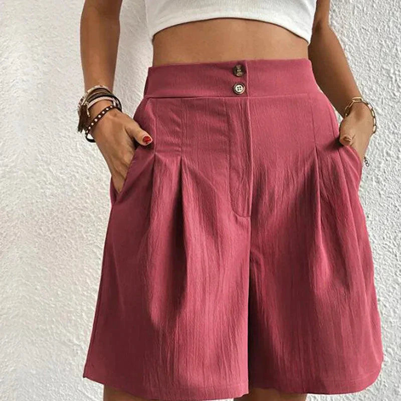 Korte Broek Met Hoge Taille En Plooien Voor Dames