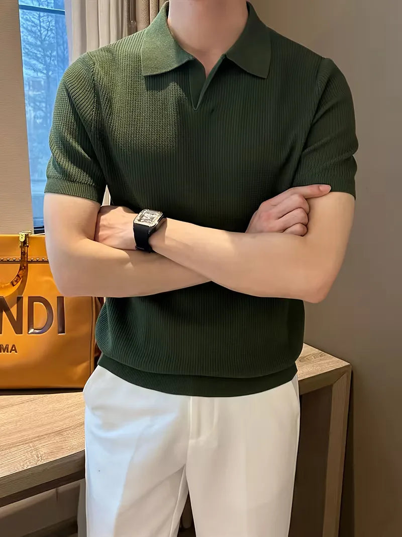Polo Heren Korte Mouw | Gebreid Ribbelpatroon & Verfijnd