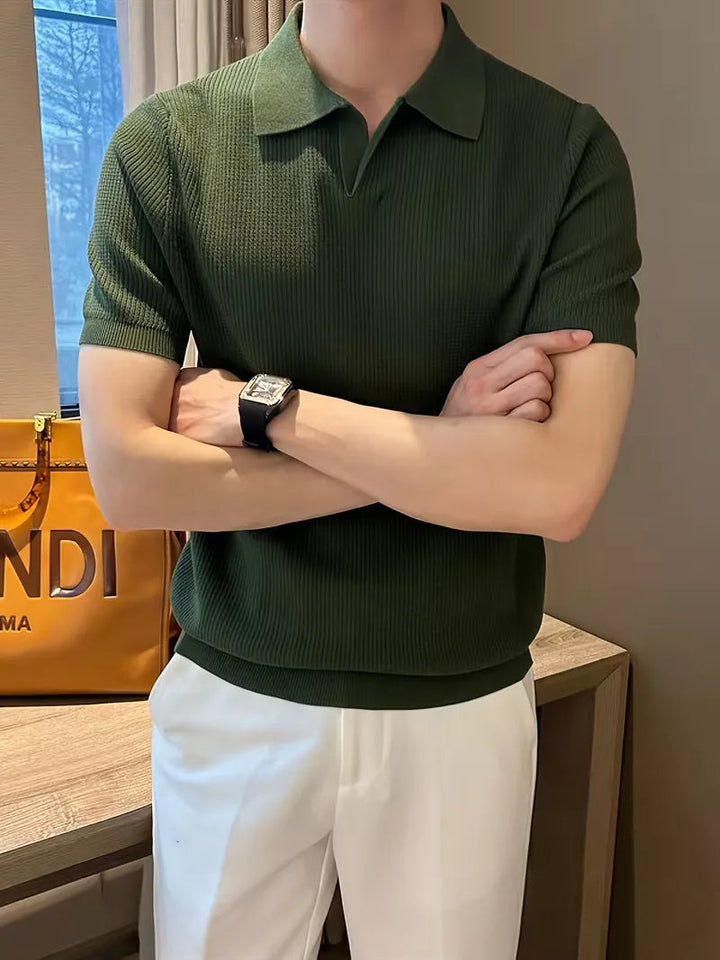 Polo Heren Korte Mouw | Gebreid Ribbelpatroon & Verfijnd
