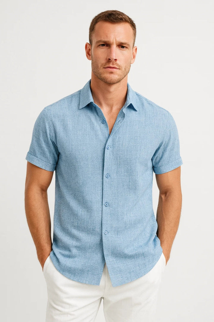 Polo Heren | Korte Mouw Overhemd met Klassieke Kraag & Regular Fit
