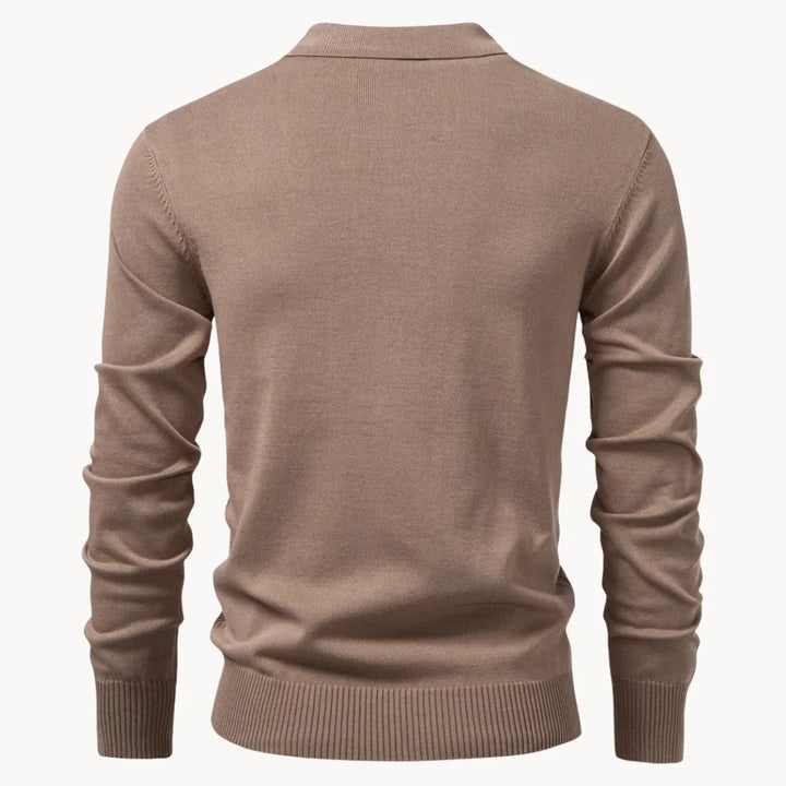Hugo | Polo met ribgebreid patroon en korte ritssluiting