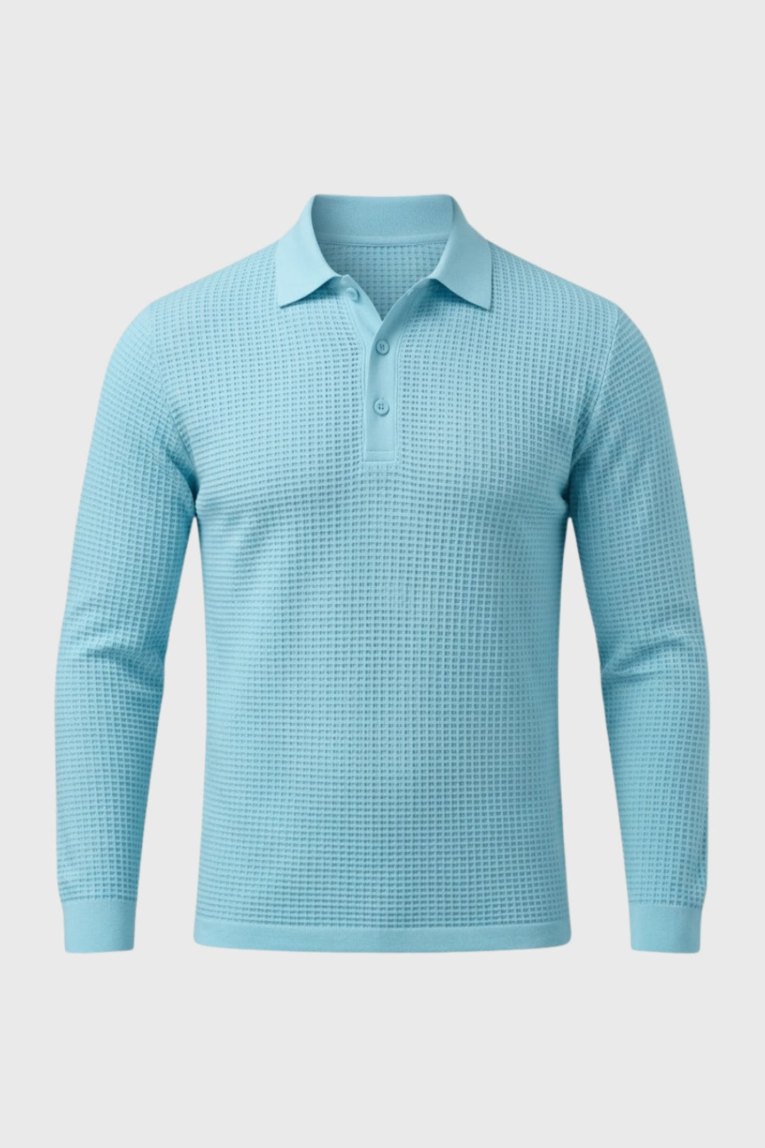 Polo Heren - Gebreid met Structuur en Lange Mouwen | Casual