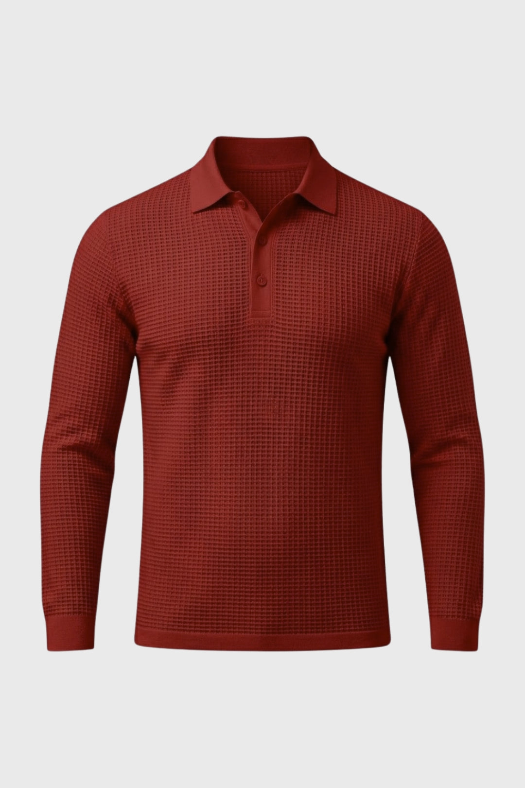 Polo Heren - Gebreid met Structuur en Lange Mouwen | Casual