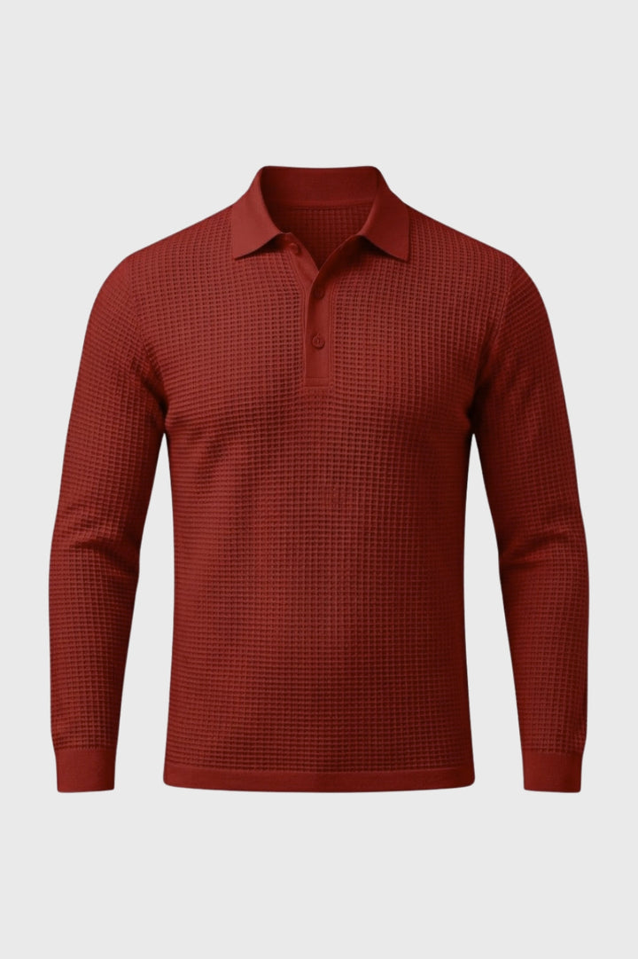 Polo Heren - Gebreid met Structuur en Lange Mouwen | Casual