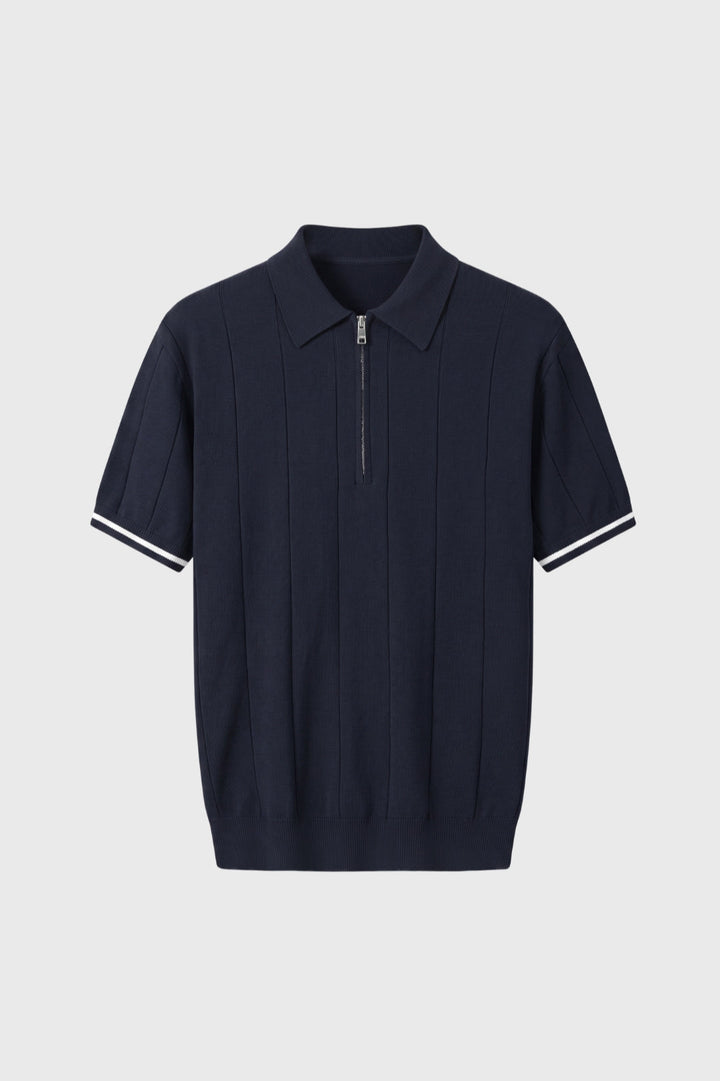 Polo Heren - Half Zip met Korte Mouwen Geribbeld | Casual