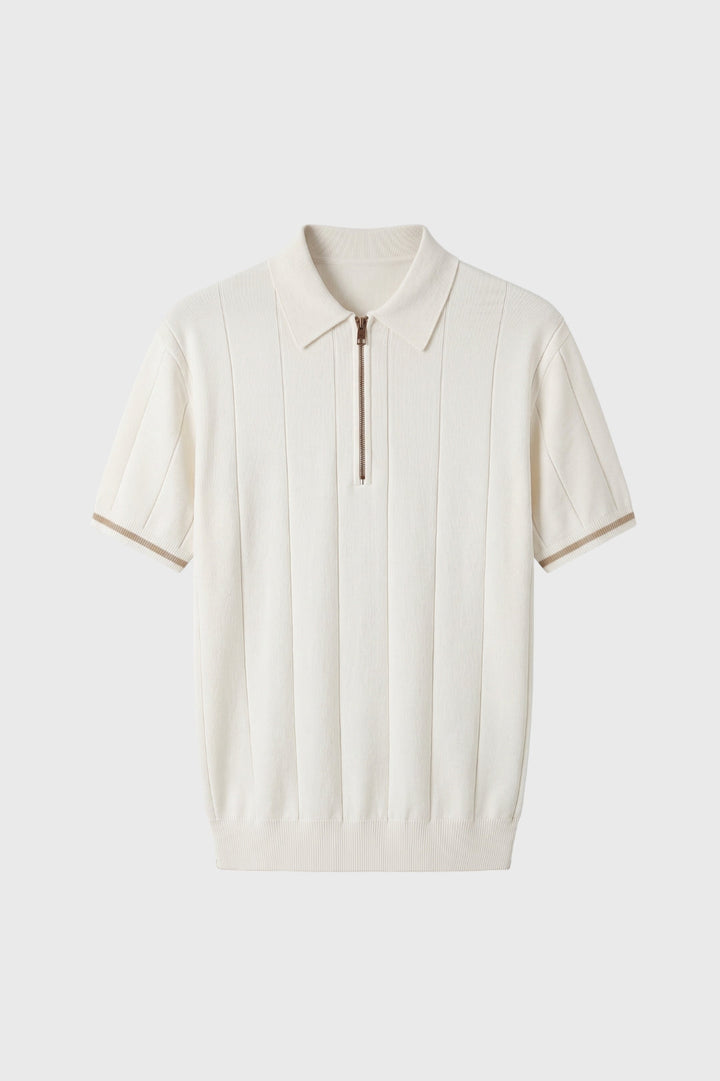 Polo Heren - Half Zip met Korte Mouwen Geribbeld | Casual