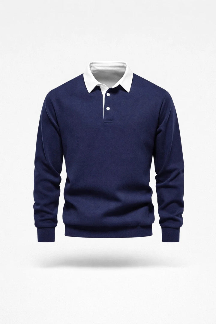 Polo Heren - Fijngebreid met Contrasterende Kraag | Casual