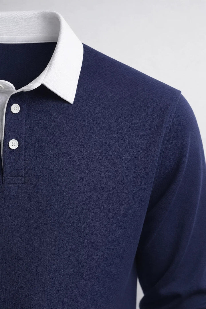 Polo Heren - Fijngebreid met Contrasterende Kraag | Casual