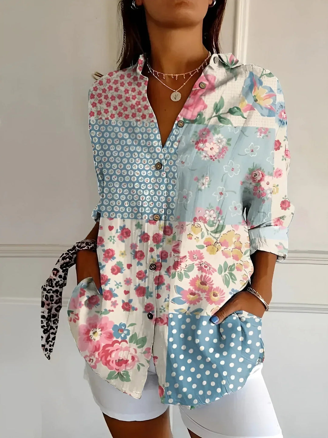 Blouse Met Bloemenprint En Lange Mouwen Voor Dames