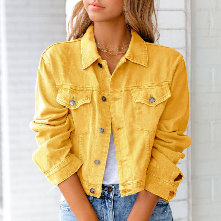 Trendy Cropped Denim Jas voor Vrouwen