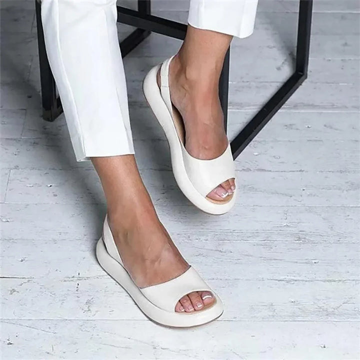 Leren Sandalen Met Sleehak En Open Teen Voor Dames