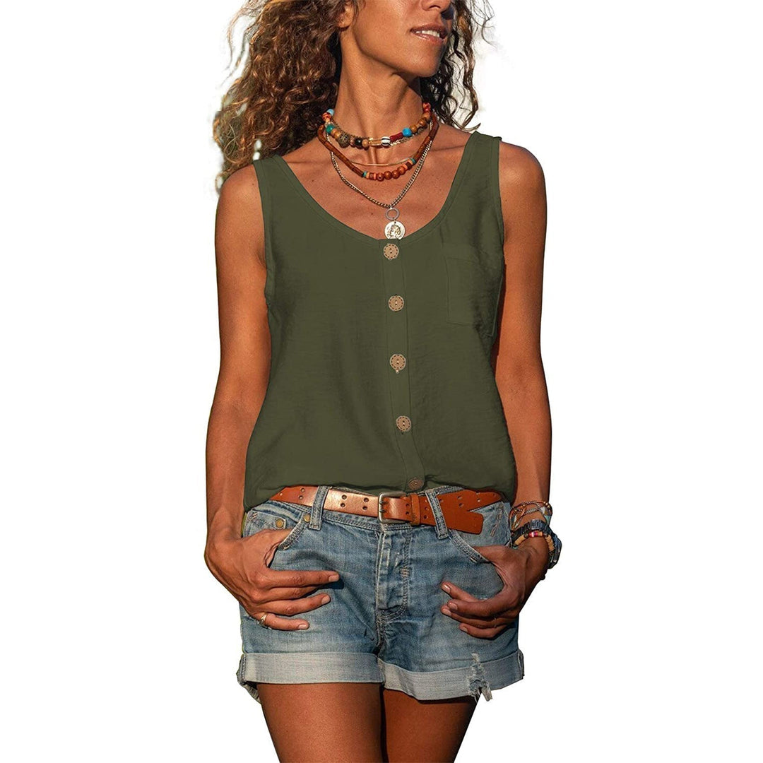 Tank Top Met Knopen En Ronde Hals