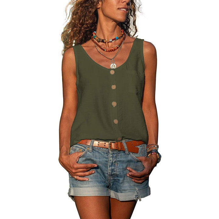 Tank Top Met Knopen En Ronde Hals