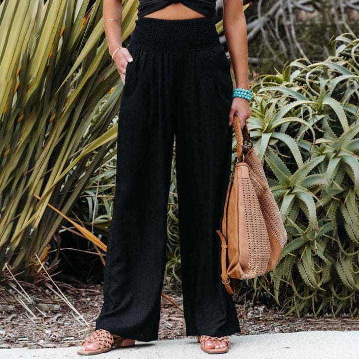 Palazzo Broek Met Smock Taille En Wijde Pijpen