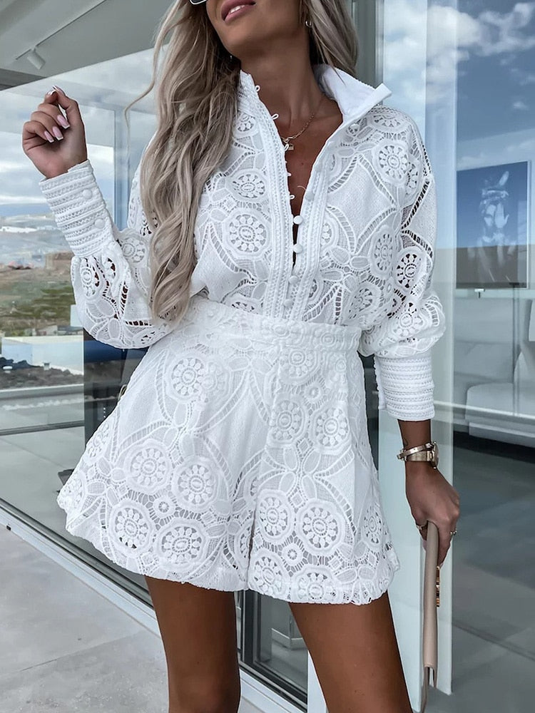 Aylin - Boho Dames Playsuit Met Kanten Details