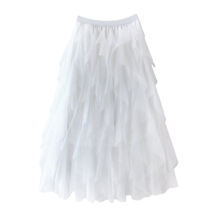 Elegante Luchtige Dames Tule Rok Maxi met Gelaagde Volants