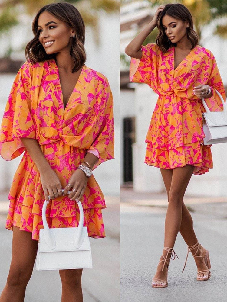 Joyce - Wijde mini jurk met zomerse flair
