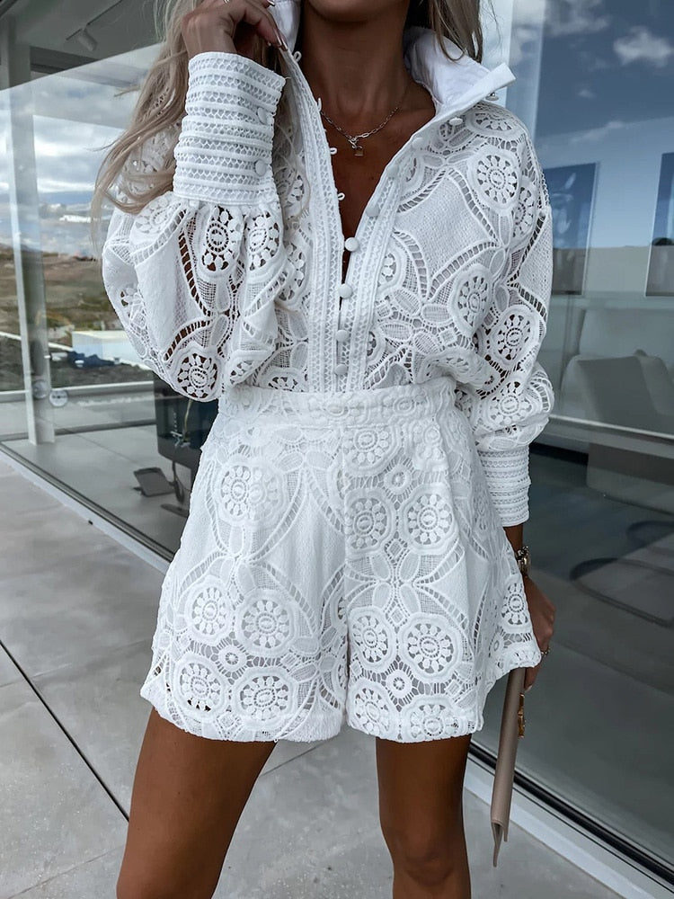 Aylin - Boho Dames Playsuit Met Kanten Details