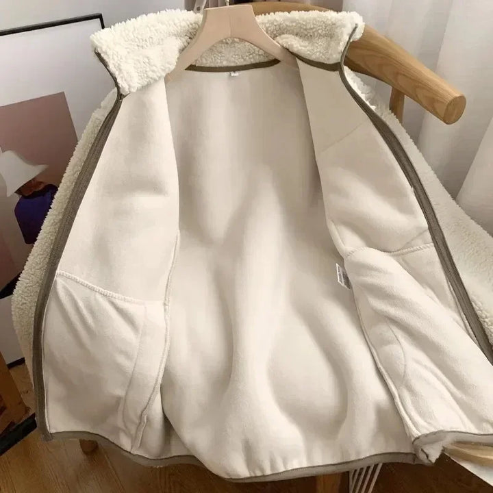 Dames Warme Teddyjas met Hoge Kraag en Ritszak