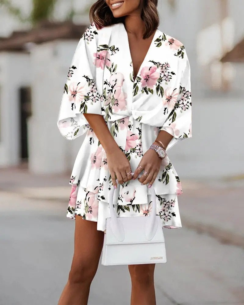 Joyce - Wijde mini jurk met zomerse flair