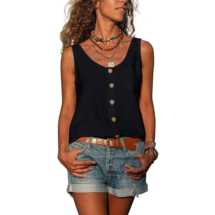 Tank Top Met Knopen En Ronde Hals