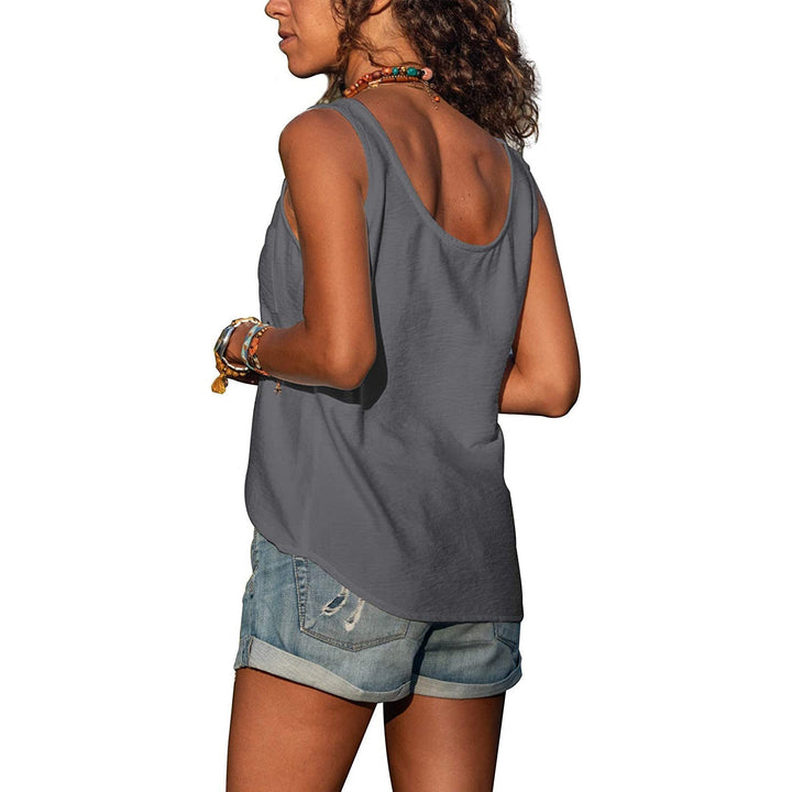 Tank Top Met Knopen En Ronde Hals