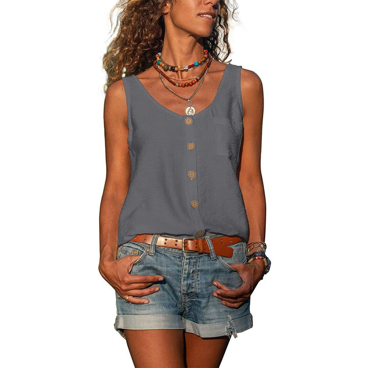Tank Top Met Knopen En Ronde Hals