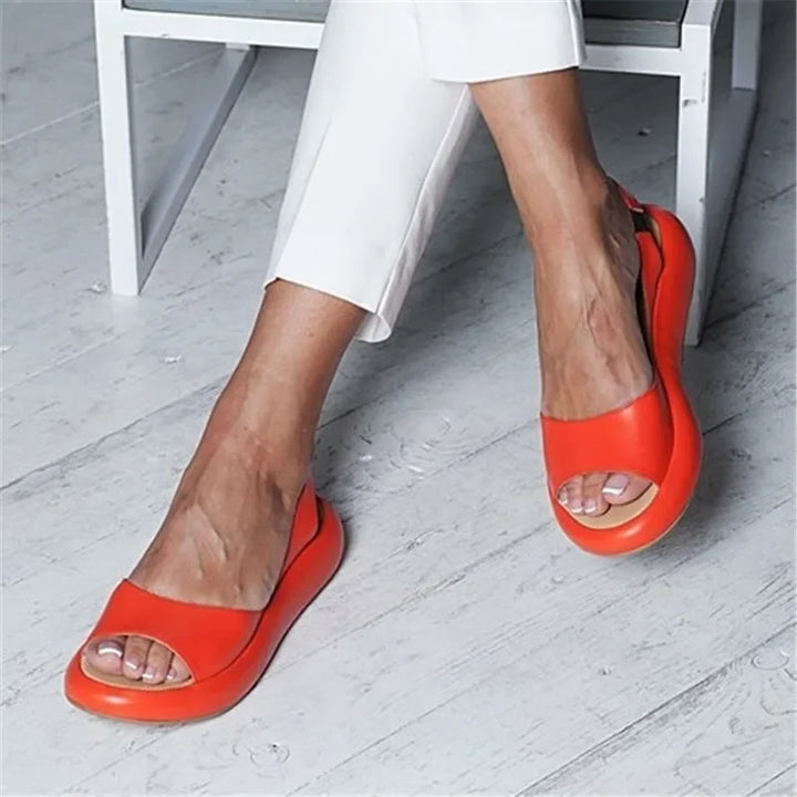 Leren Sandalen Met Sleehak En Open Teen Voor Dames