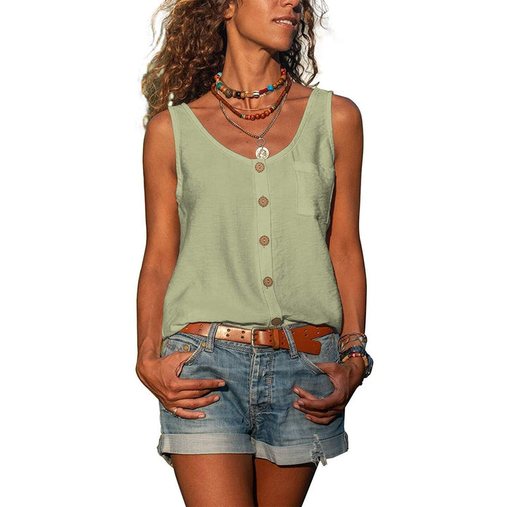 Tank Top Met Knopen En Ronde Hals