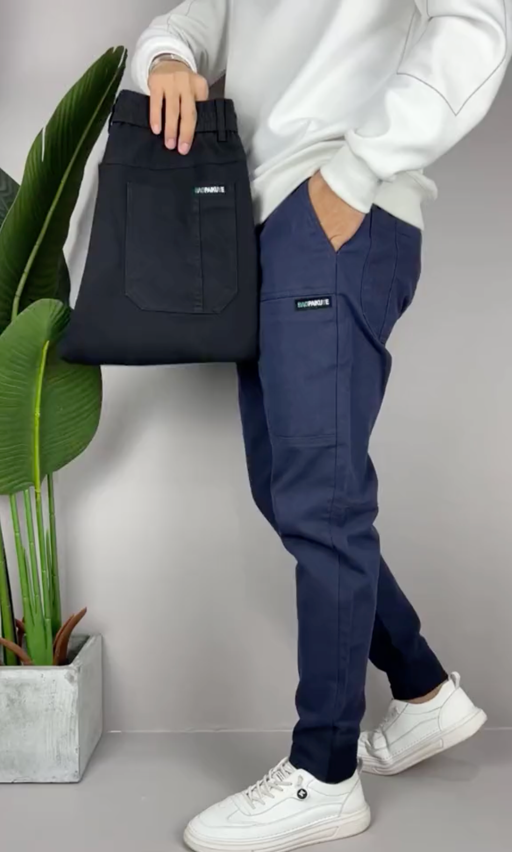 Slim fit chino met elastische boorden