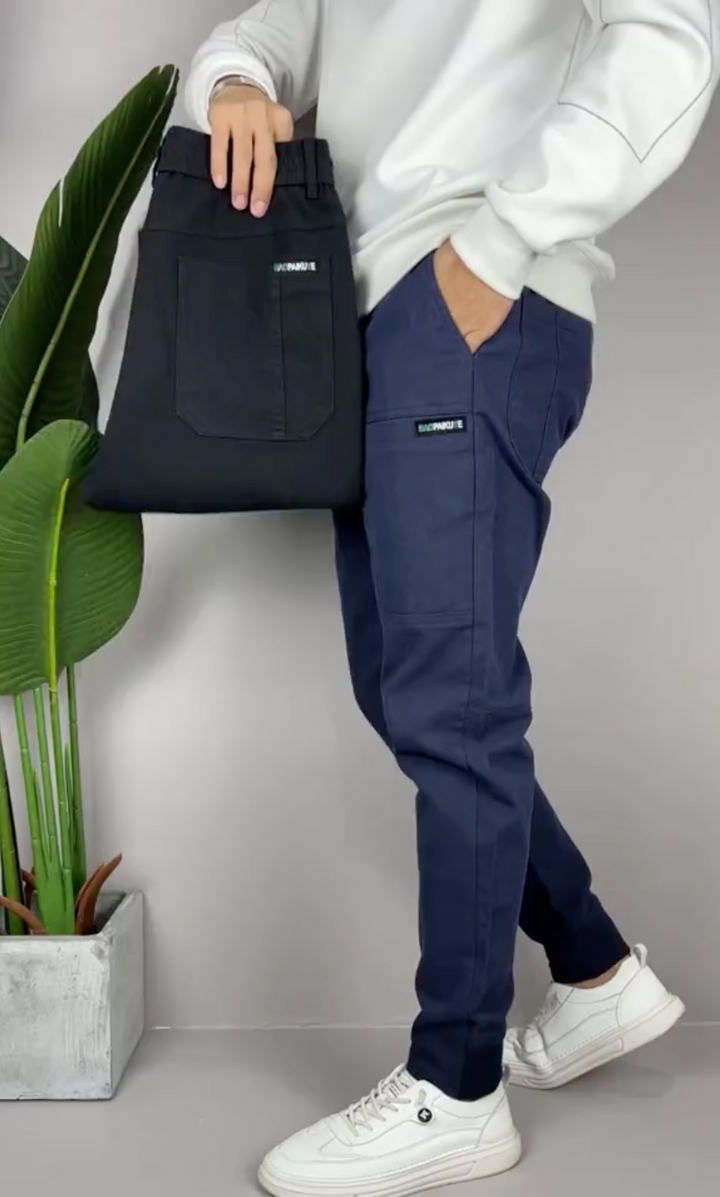 Slim fit chino met elastische boorden