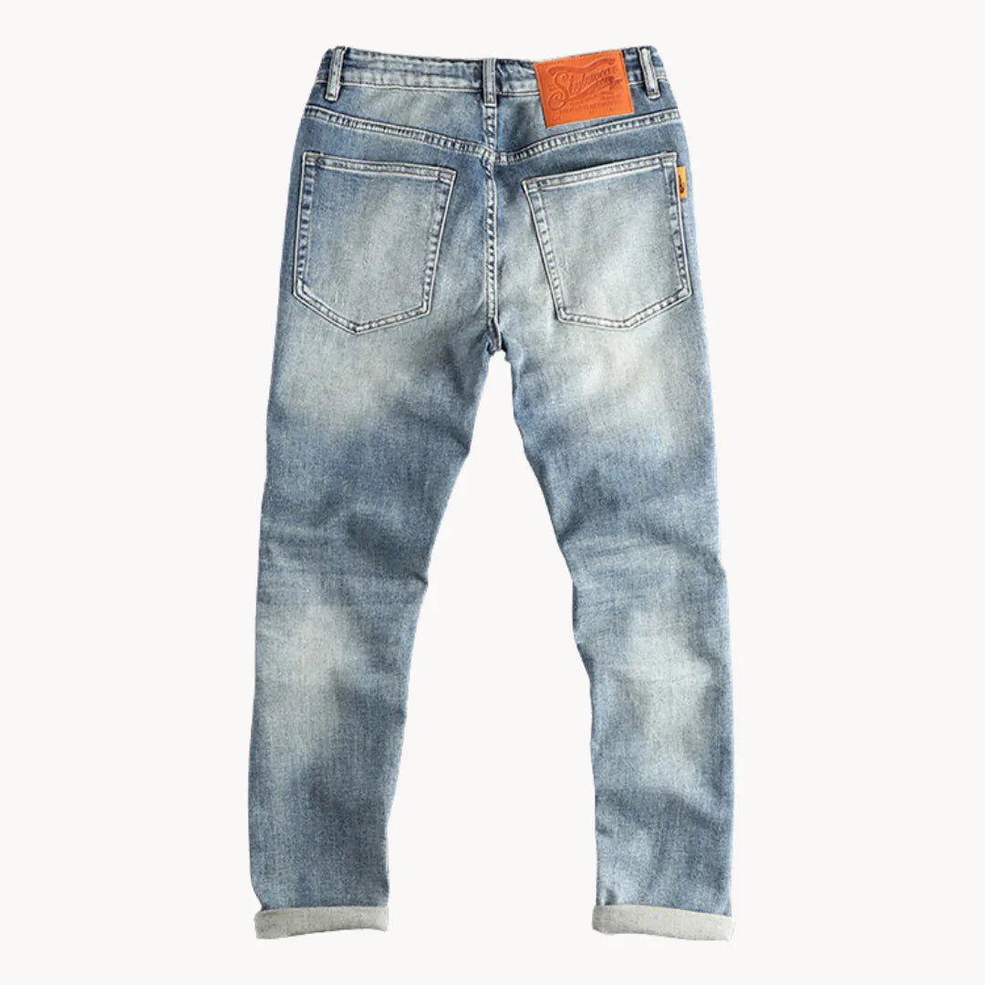 Hugo | Slim fit jeans met lichtblauwe gewassen denim