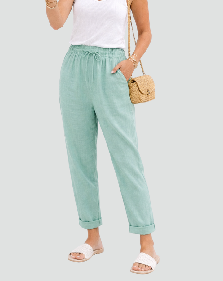Luchtige Broek Met Elastische Taille En Taps Toelopende Pijpen
