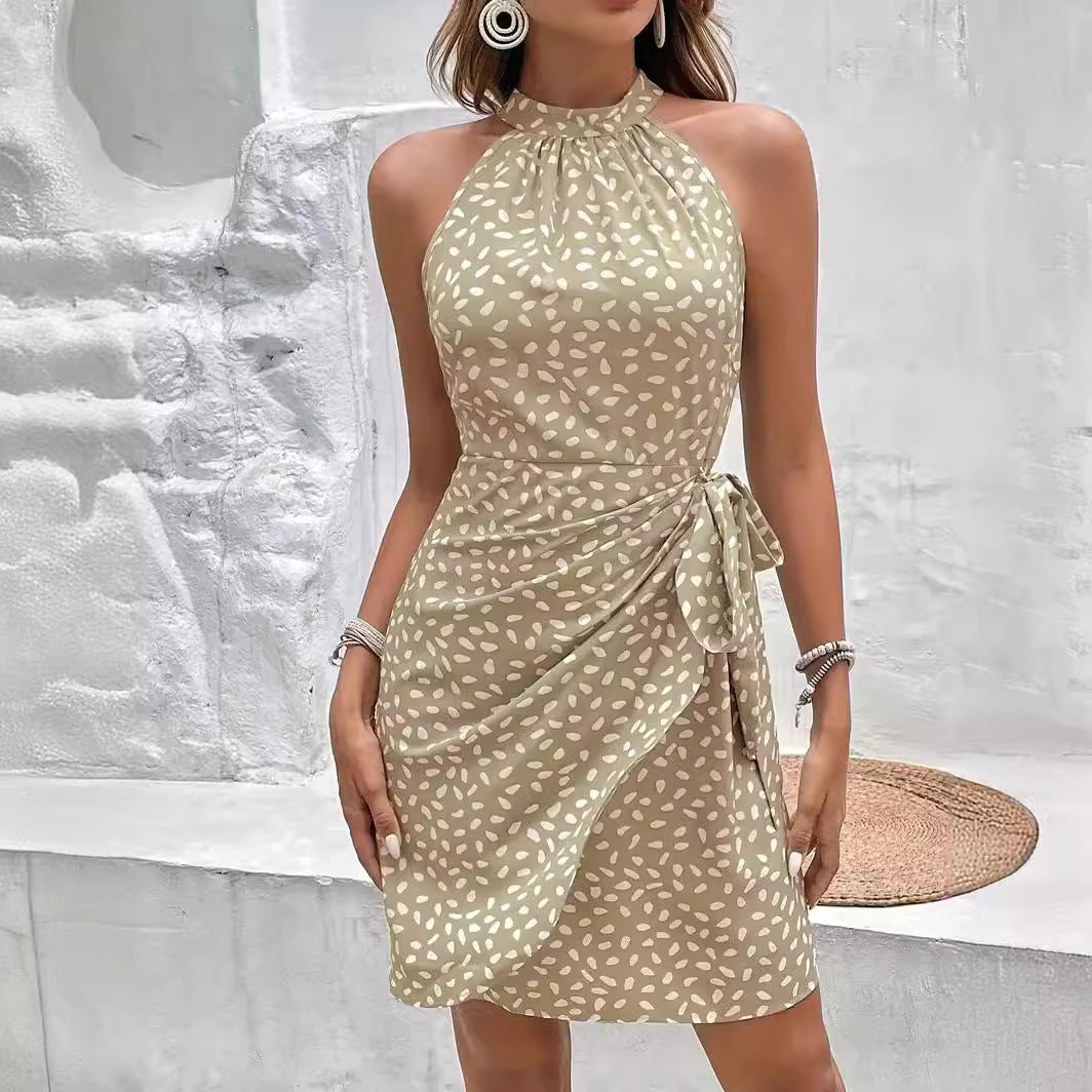 Dames Mini Dress met Halter en Print