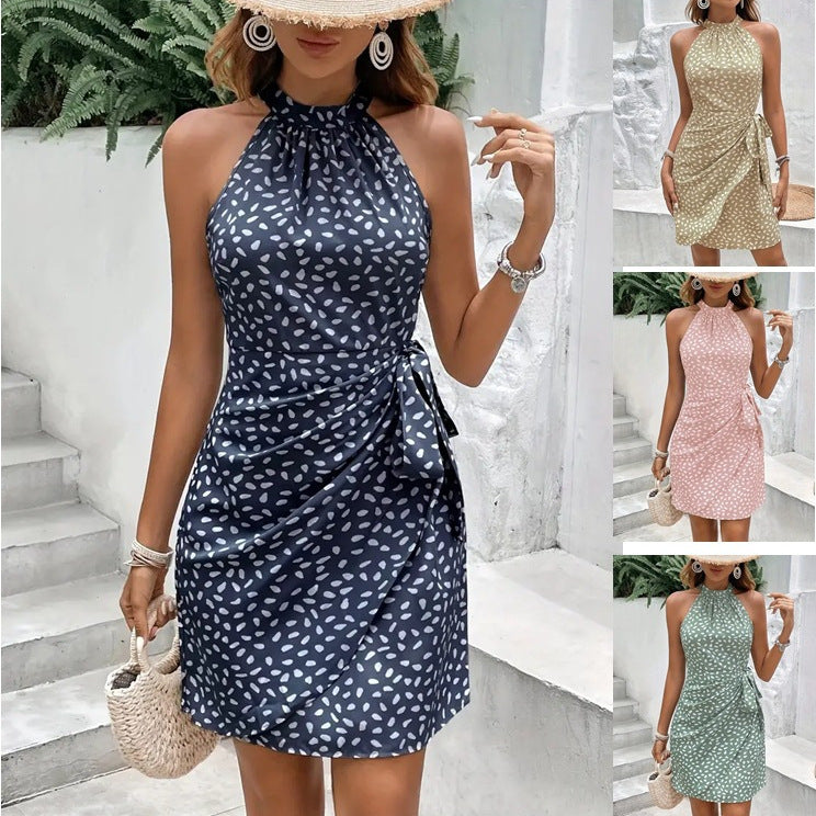Dames Mini Dress met Halter en Print