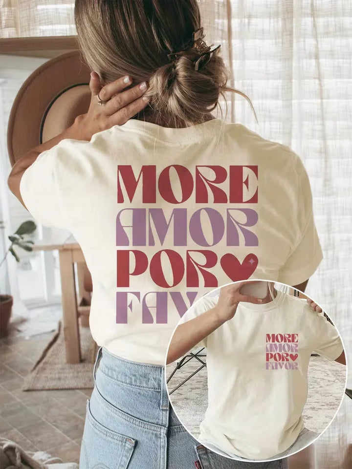 More Amore Por Favor T-shirt met print en korte mouwen