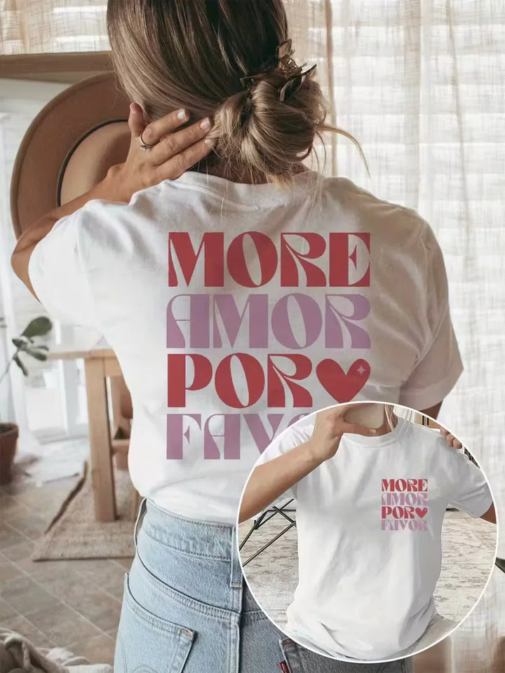 More Amore Por Favor T-shirt met print en korte mouwen