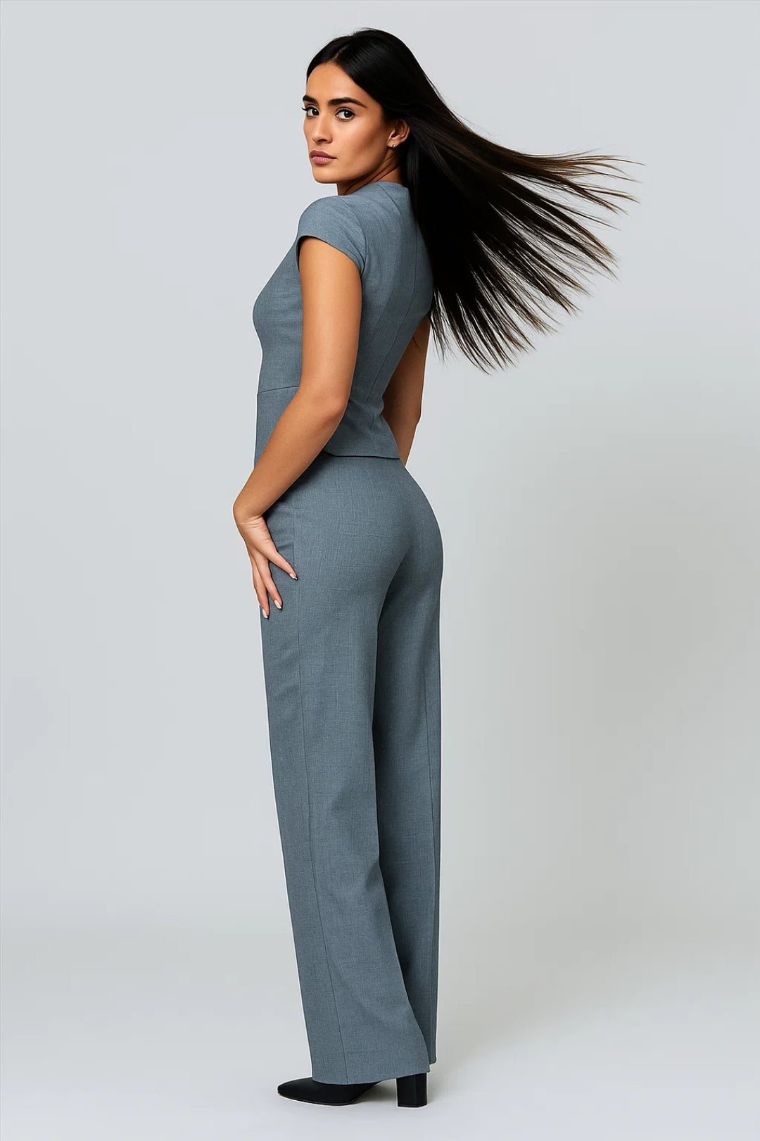 Set Dames - Getailleerd Vest met Pantalon en V-hals | Chique