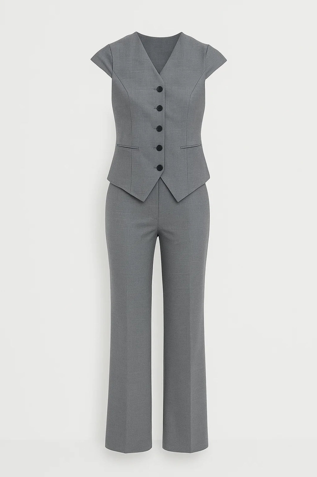 Set Dames - Getailleerd Vest met Pantalon en V-hals | Chique