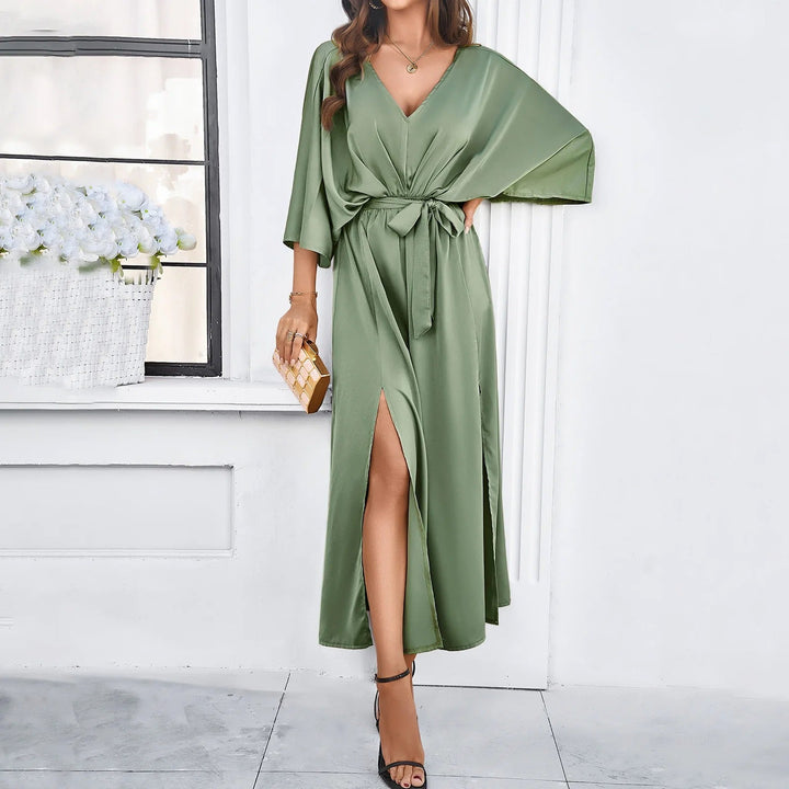 Elegante Gala Maxi Jurk met Strikdetail en Split voor Dames
