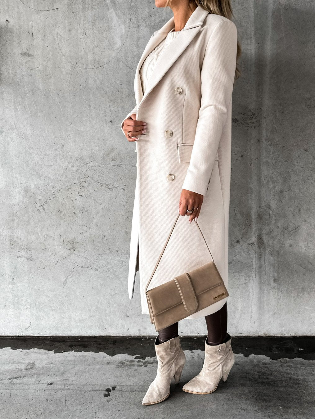 Elegante Lange Wollen Manteljas voor Dames