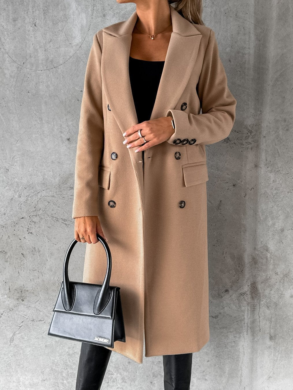 Elegante Lange Wollen Manteljas voor Dames