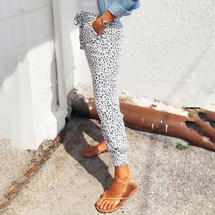 Luchtige Jogger Broek Met Luipaardprint En Zakken