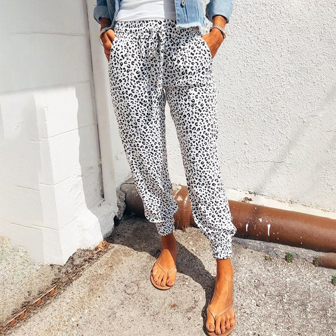 Luchtige Jogger Broek Met Luipaardprint En Zakken