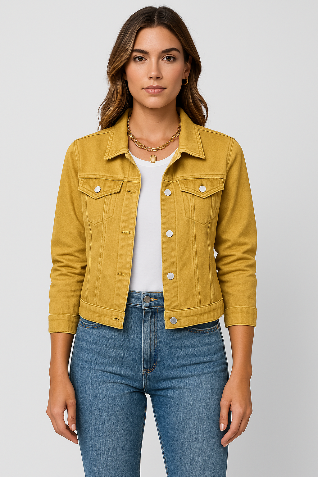 Dames Denim Jack Met Knoopsluiting En Borstzakken