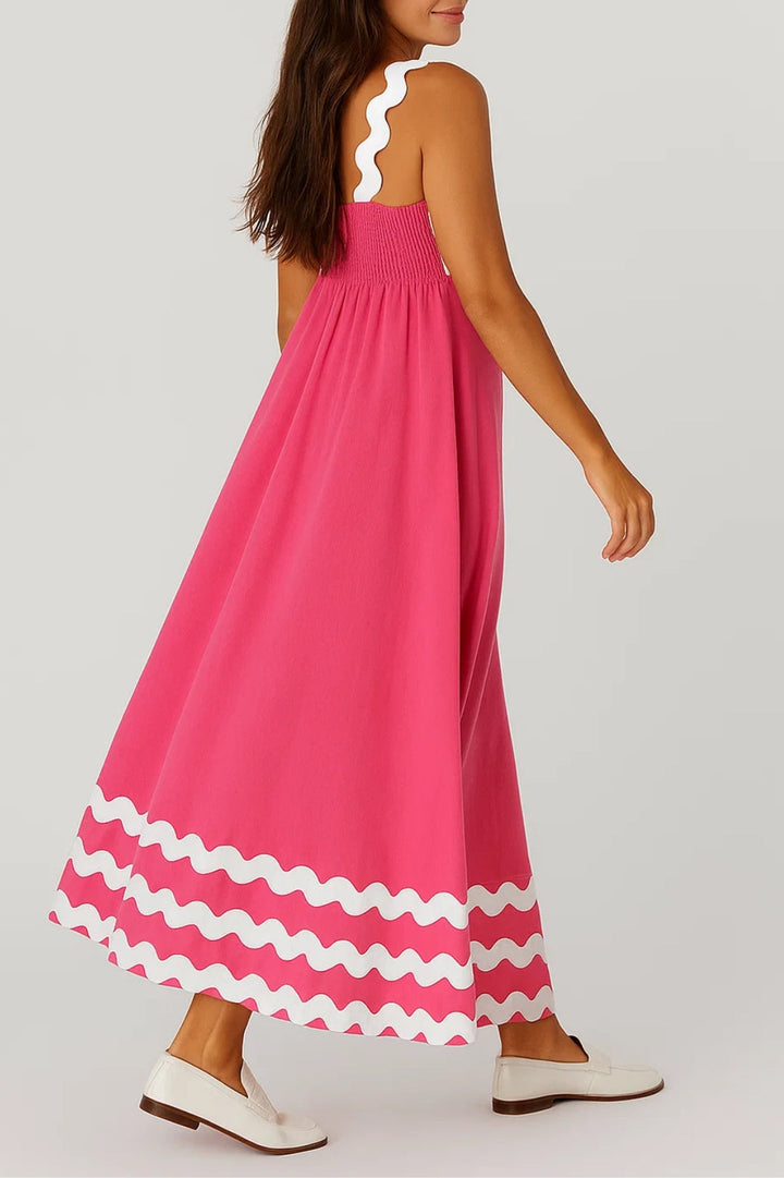 Maxi Jurk Dames - Bandjes met Golvende Bies | Zomer