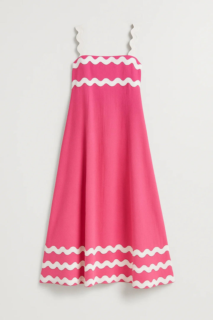 Maxi Jurk Dames - Bandjes met Golvende Bies | Zomer