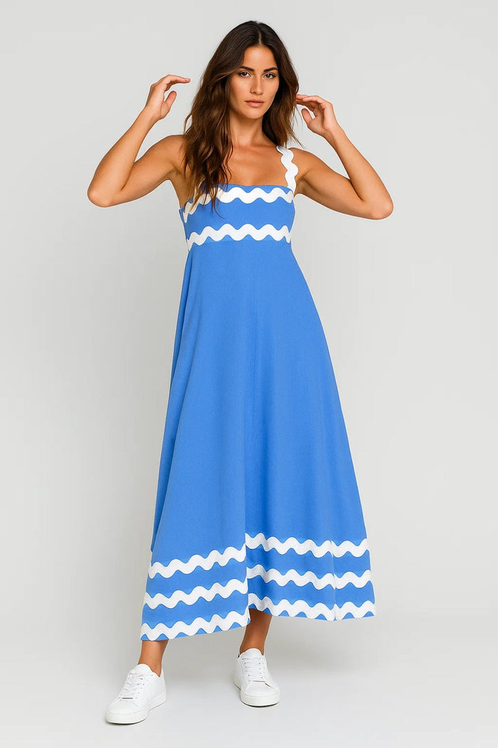 Maxi Jurk Dames - Bandjes met Golvende Bies | Zomer