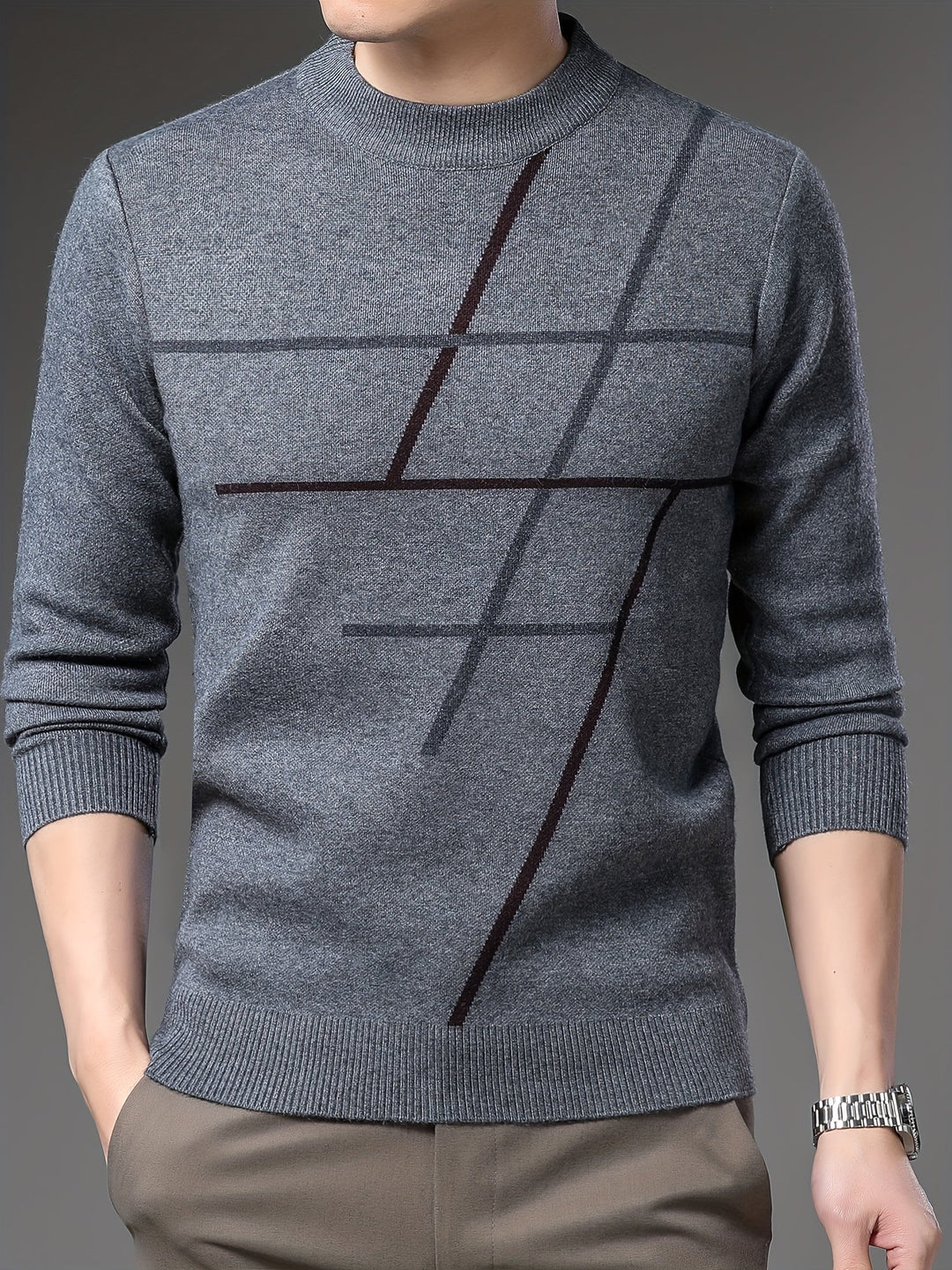 Trui Merinowol Heren - Stijlvolle Herfstkleding - Streep - Regular Fit - Puento Fortade - TP - Essential